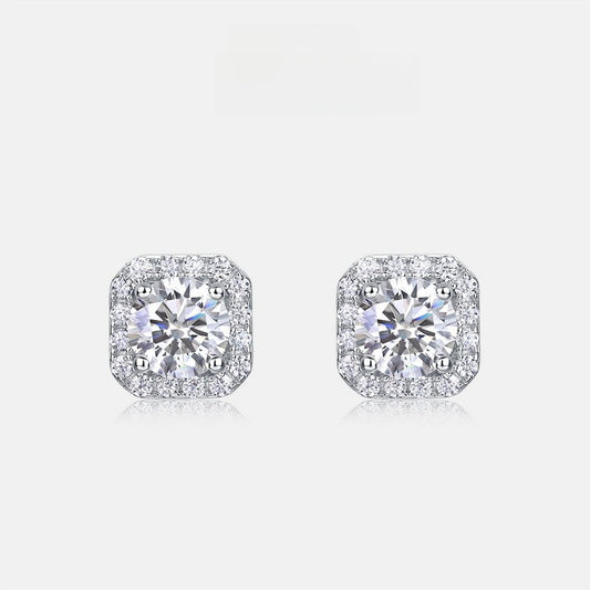 2*0.5ct Lab-grown Diamond Geometric Stud Earrings, S925 Sterling Silver, Genuine Diamond Earrings