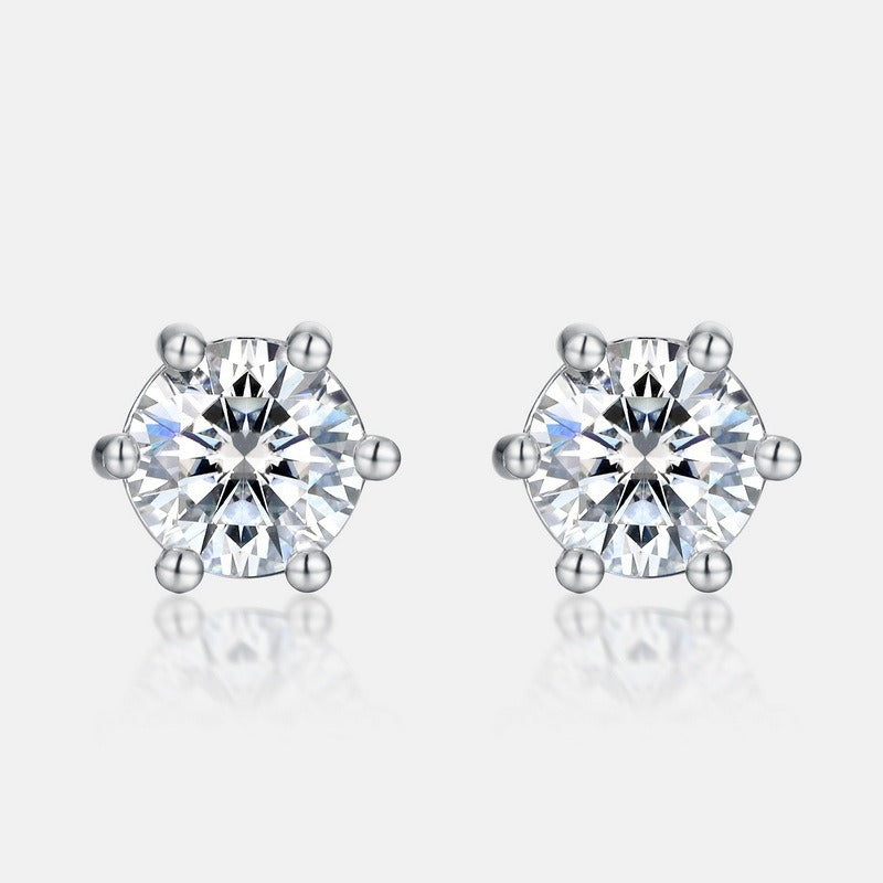 Classic 6-Prong Moissanite Solitaire Stud Earrings - S925 Sterling Silver