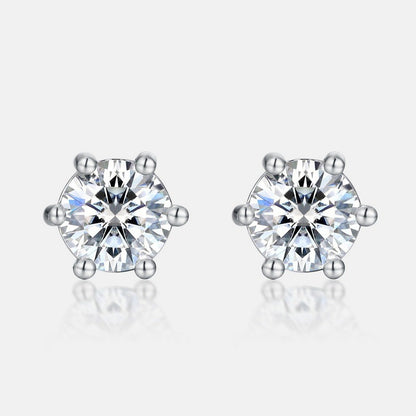 Classic 6-Prong Moissanite Solitaire Stud Earrings - S925 Sterling Silver