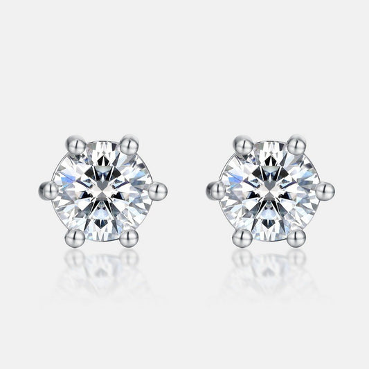 Classic 6-Prong Moissanite Solitaire Stud Earrings - S925 Sterling Silver