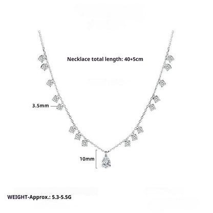 S925 Sterling Silver Necklace Zircon Elegant Temperament Versatile Premium Sense Clavicle Chain
