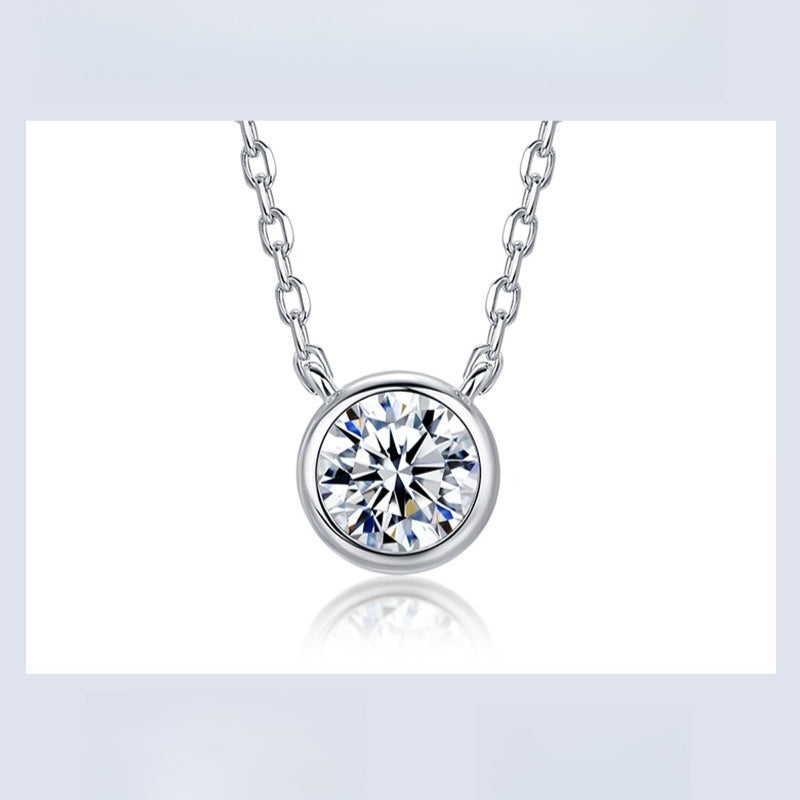 Classic 0.50ct Lab-Grown Diamond Bezel Pendant Necklace & Stud Earrings Set - S925 Sterling Silver