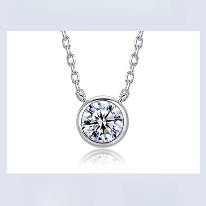 Classic 0.50ct Lab-Grown Diamond Bezel Pendant Necklace & Stud Earrings Set - S925 Sterling Silver