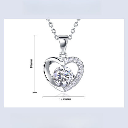 Hollow Heart Lab-Grown Diamond Pendant Necklace - S925 Sterling Silver