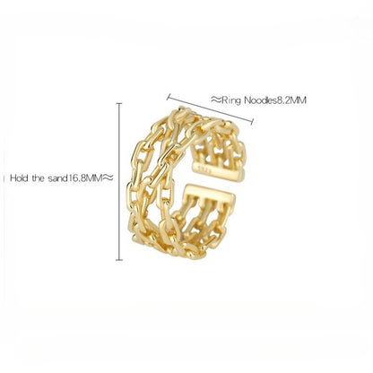 Dapaza S925 Sterling Silver Ring Women's Double Winding Chain Design
