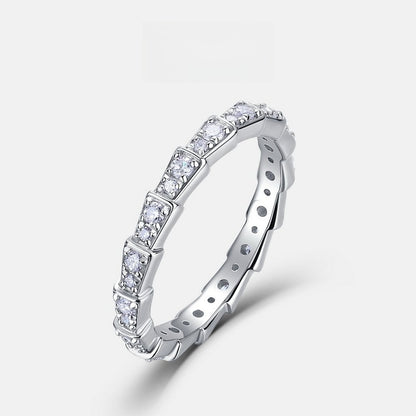 Lab-Grown Diamond Snake Bone Eternity Ring - S925 Sterling Silver