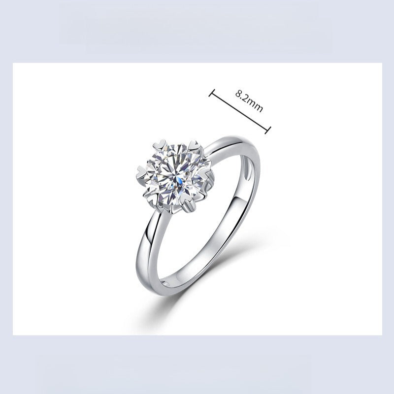 Classic 1ct Lab-Grown Diamond Solitaire Ring - S925 Sterling Silver Heart 6-Prong Band