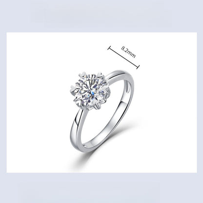 Classic 1ct Lab-Grown Diamond Solitaire Ring - S925 Sterling Silver Heart 6-Prong Band