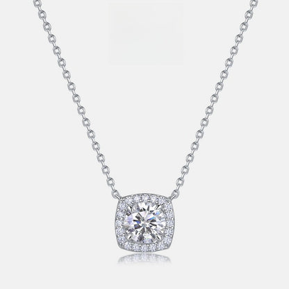 Cushion Cut Crushed Ice Lab-Grown Diamond Halo Necklace - S925 Sterling Silver