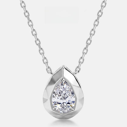 HPHT Lab Grown Diamond Teardrop Pendant Necklace in S925 Sterling Silver | Elegant Minimalist Jewelry for Women