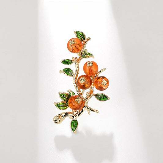 Artsy Pastoral Persimmon Brooch