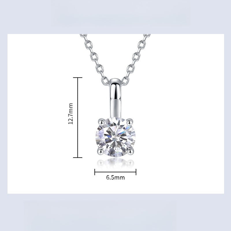 Classic 4-Prong Lab-Grown Diamond Solitaire Necklace - S925 Sterling Silver