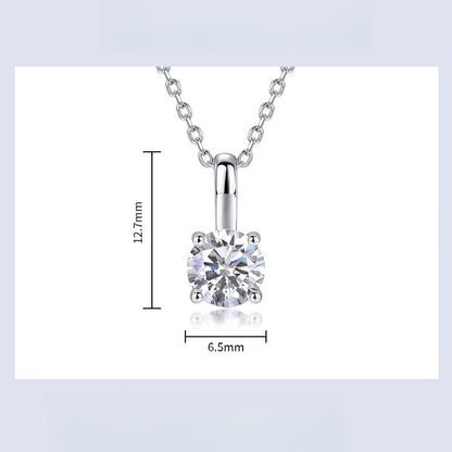 Classic 4-Prong Lab-Grown Diamond Solitaire Necklace - S925 Sterling Silver