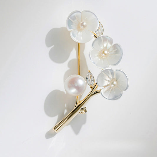 Natural Pearl Flower Brooch