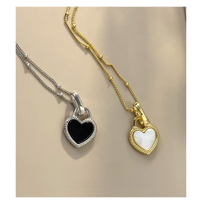 Maillard Accessories S925 Sterling Silver Necklace Women's Double-sided Mother-of-pearl Light Luxury Collarbone Chain Cross-border Cold Style Style