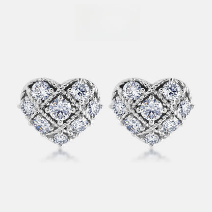 HPHT Lab Grown Diamond Heart Stud Earrings in S925 Sterling Silver | Sparkling Fashion Earrings for Women