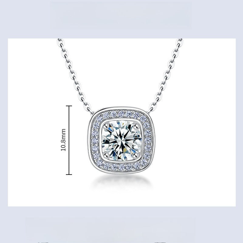 Geometric Halo Lab-Grown Diamond Necklace - S925 Sterling Silver