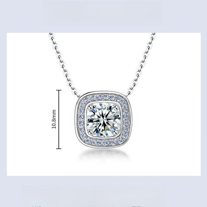 Geometric Halo Lab-Grown Diamond Necklace - S925 Sterling Silver