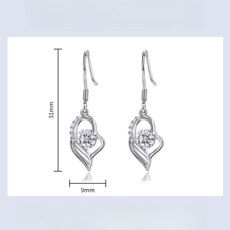 Cupid's Arrow Lab-Grown Diamond Dangle Hook Earrings - S925 Sterling Silver