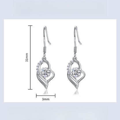 Cupid's Arrow Lab-Grown Diamond Dangle Hook Earrings - S925 Sterling Silver