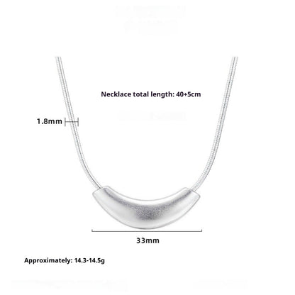 Dapaza S925 Sterling Silver Matte Scrub Snake Bone Necklace