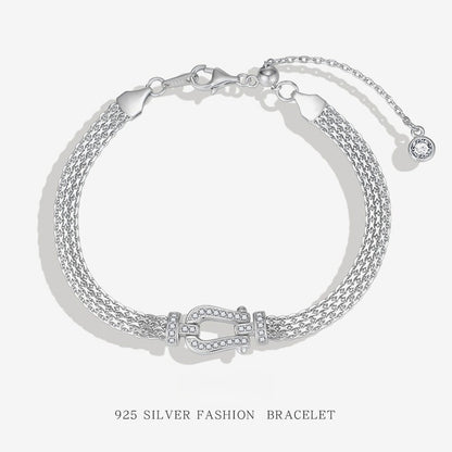 S925 Sterling Silver Diamond Horseshoe Clasp Bracelet - Chic, Stylish, and Exquisite. A Unique, Designer-inspired Watch Chain