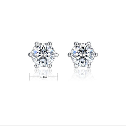 Classic 6-Prong Moissanite Solitaire Stud Earrings - S925 Sterling Silver