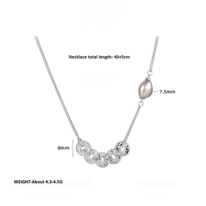 S925 Sterling Silver Five Emperors Money Necklace Niche Broken Irregular Baroque Bracelet Women