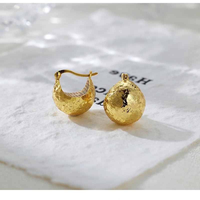 Crushed Ice Earrings Dragon Scale Ice Cream Earrings 925 Sterling Silver Sparkling Pine Cone Round Earrings Earrings