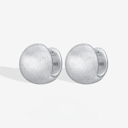 New S925 Sterling Silver Fashion Round Brushed Earrings