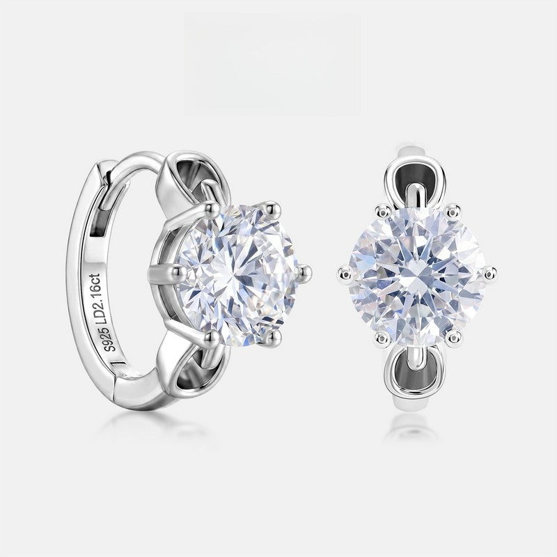 Trendy HPHT Lab Grown Diamond Hoop Earrings in S925 Sterling Silver | Modern Minimal Chic Jewelry for Women