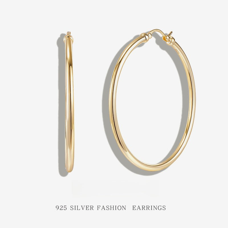 New Circle Earrings S925 Sterling Silver Minimalist Style Hoop Earrings