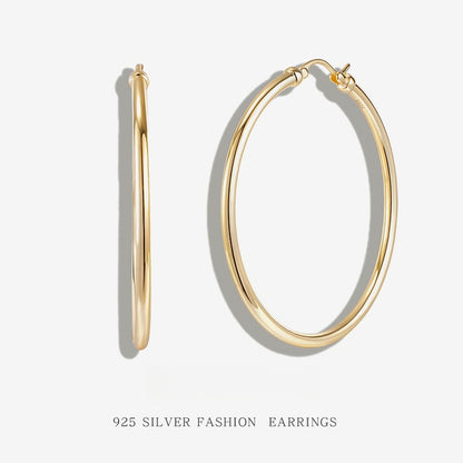 New Circle Earrings S925 Sterling Silver Minimalist Style Hoop Earrings