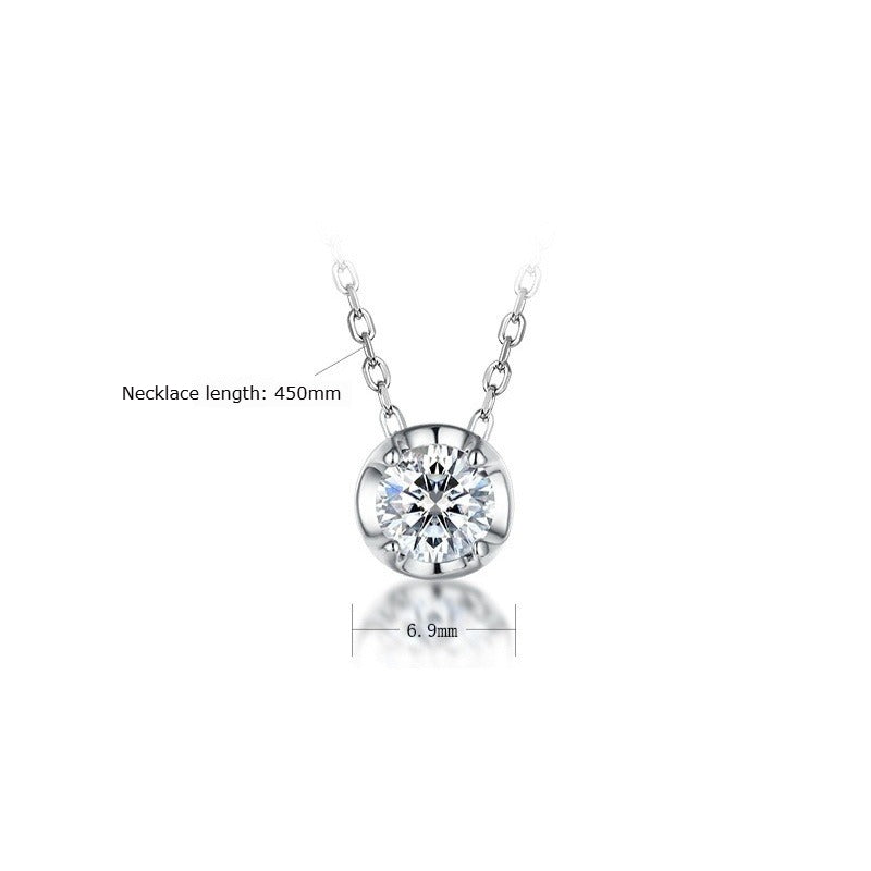 Modern Round Moissanite Bezel Solitaire Necklace - S925 Sterling Silver