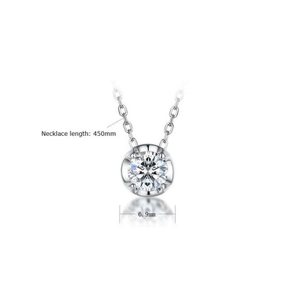 Modern Round Moissanite Bezel Solitaire Necklace - S925 Sterling Silver