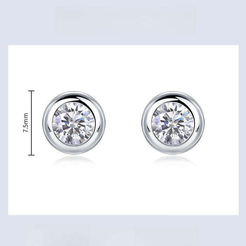 Classic Bezel-Set Lab-Grown Diamond Stud Earrings - S925 Sterling Silver
