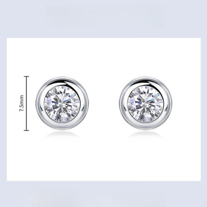 Classic Bezel-Set Lab-Grown Diamond Stud Earrings - S925 Sterling Silver