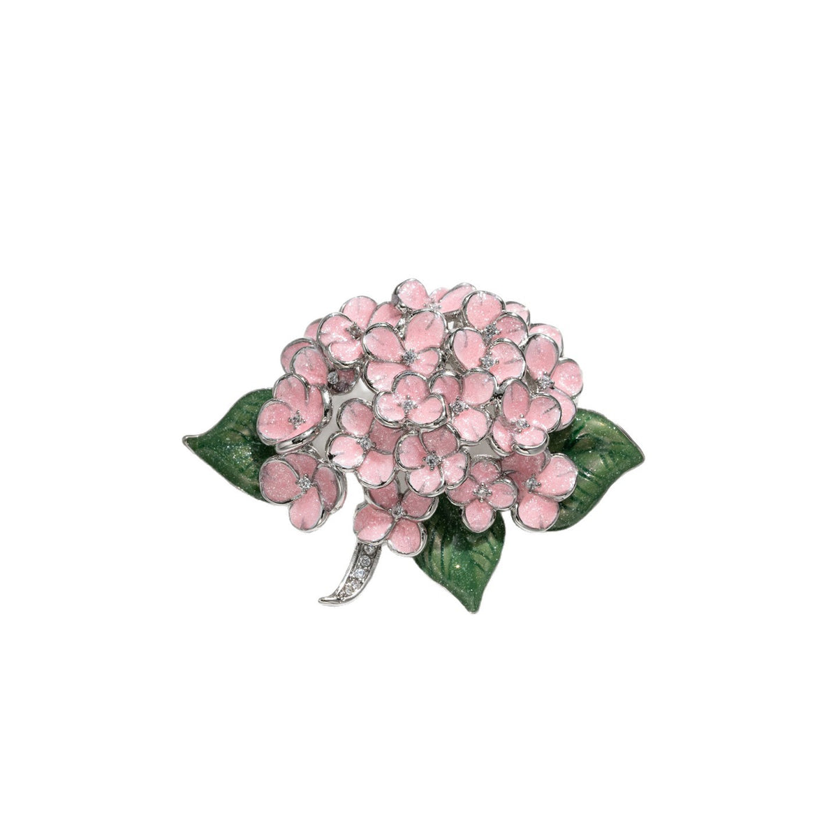 Elegant Pink Hydrangea Brooch – Floral Enamel Statement Pin