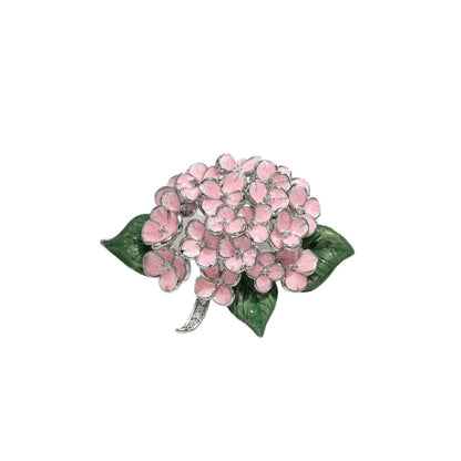 Elegant Pink Hydrangea Brooch – Floral Enamel Statement Pin